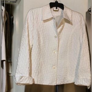TAN JAY Cotton Blend Jacket Top Blazer Circles White See Measurements In Photos